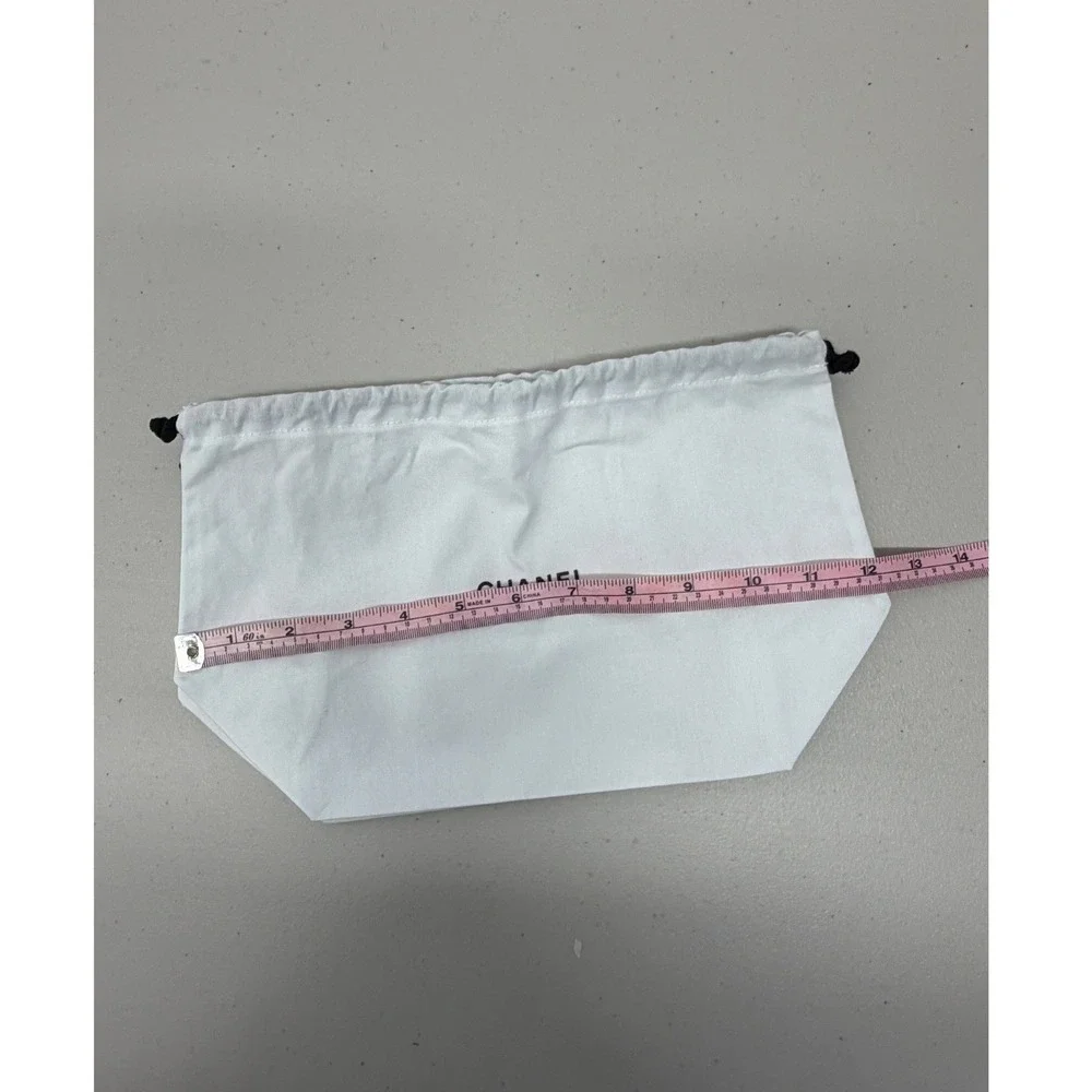 Chanel Beaute White 100% Cotton Drawstring Dust Bag Set of 2 Logo Travel Pouches